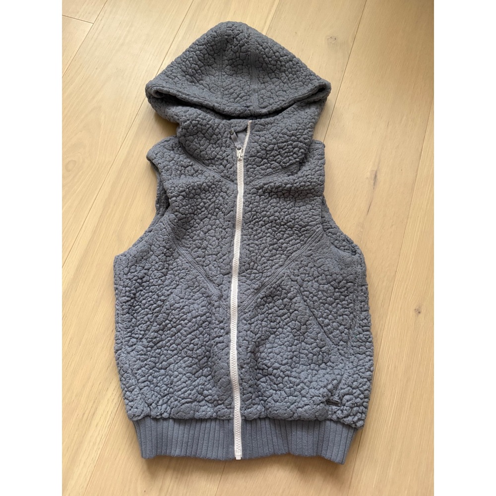Prana Permafrost Hooded Fleece Vest Grey Sherpa Full Zip Womens Small